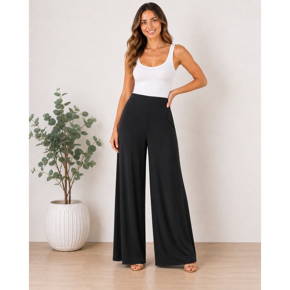 ETRO Milano Wide Leg Crepe Suiting Trouser Pants Flowy Italy Black Sz IT 44 US 8